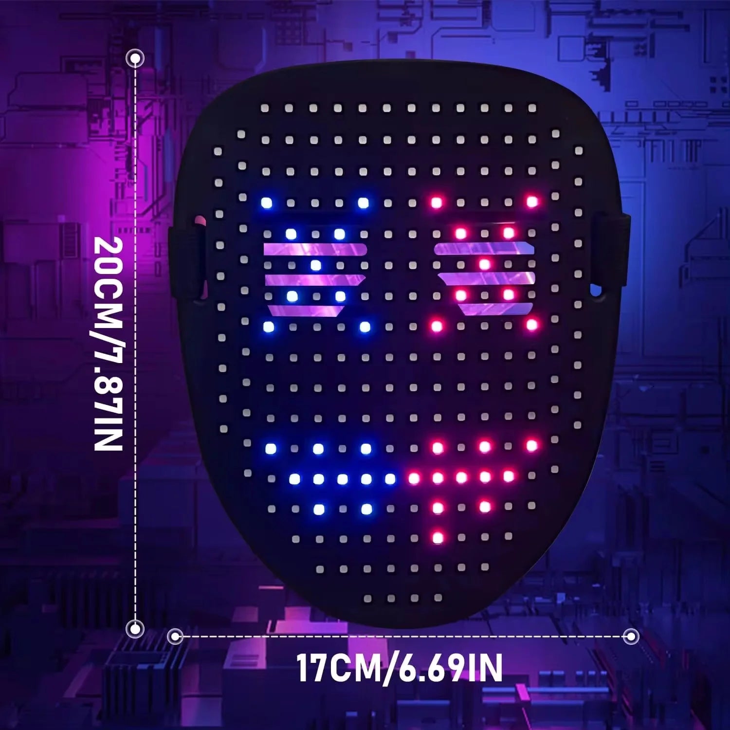 Face DIY Photoes for Party Display LED Light Mask Gesture Sensing Smart LED Face Masks Programmable Bluetooth APP Control Change