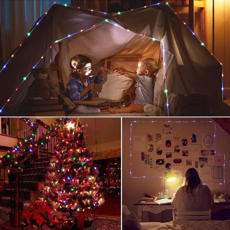 Solar String Lights Outdoor Waterproof LED Strip Rope Tube Lamp Christmas Fairy Garland String Lights for Garden Tree Yard Fence