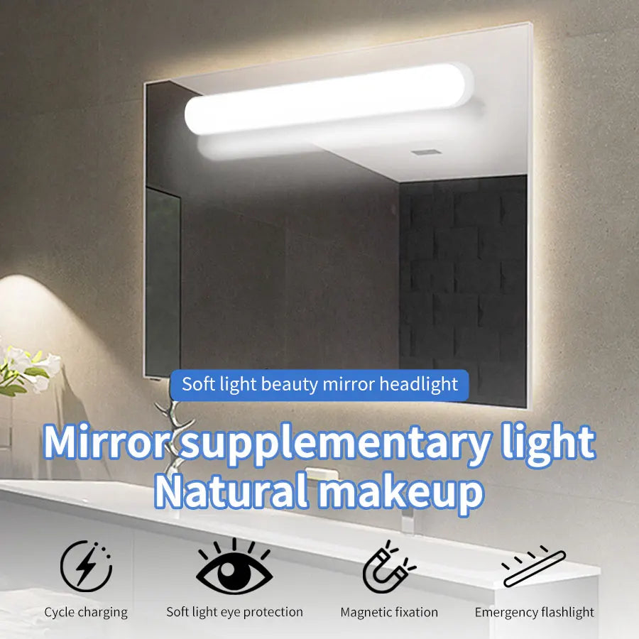 LED Mirror Front Makeup Light Rechargeable Hanging Magnetic Lamp Eye Protection Reading Lamp For Dormitory Wardrobe Closet Light
