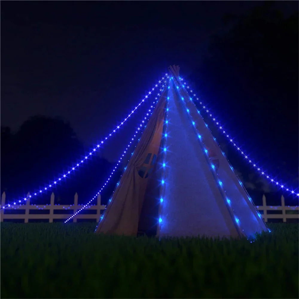 Solar Rope Lights Outdoor Blue 300 LED PVC Tube Fairy String Light Garden Halloween and Christmas Decorations