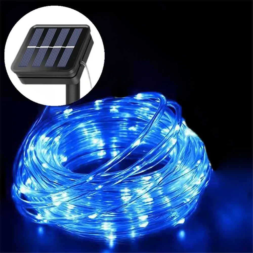5/10/20M Solar Rope Lights Outdoor Blue LED PVC Tube Fairy String Light Garden Halloween and Christmas Wedding Decorations