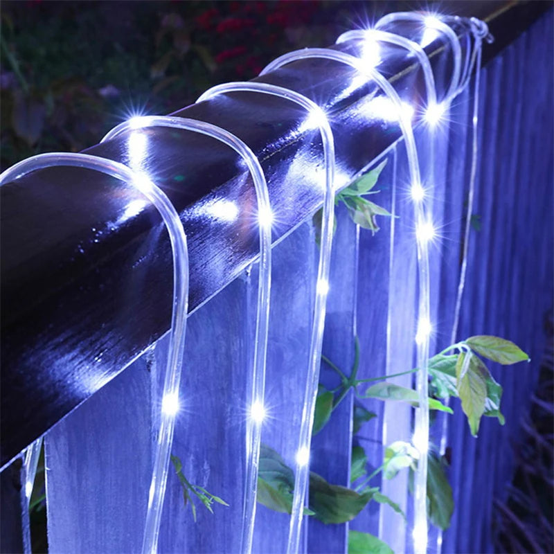Solar Rope Lights Outdoor LED String Lights 8 Modes Garden Hose Lights Decorative Wedding Christmas Halloween Patio Porch Pool