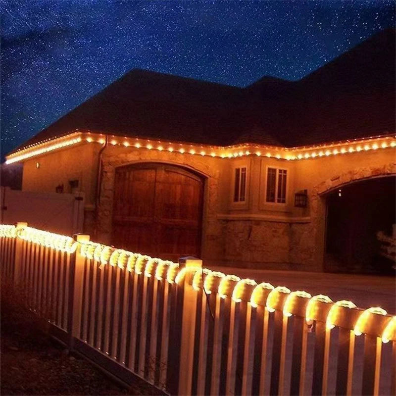 LED Solar Strip Rope Tube String Lights Outdoor Waterproof Lamp Wedding Fairy Garland String Lights for Garden Tree Yard Fence