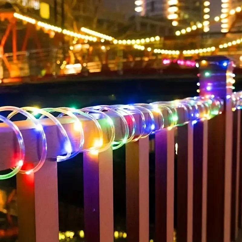 LED Solar Rope Lights Outdoor 50-200LEDs 8 Modes IP54 Waterproof String Lights for Garden Christmas Halloween Weddings Decor