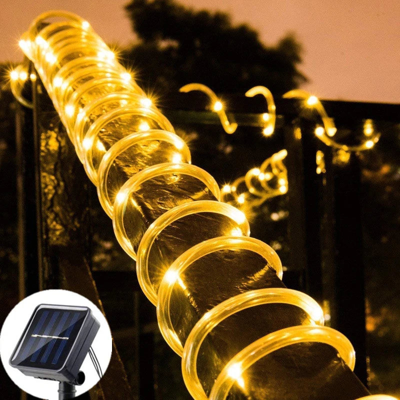 LED Solar Strip Rope Tube String Lights Outdoor Waterproof Lamp Wedding Fairy Garland String Lights for Garden Tree Yard Fence