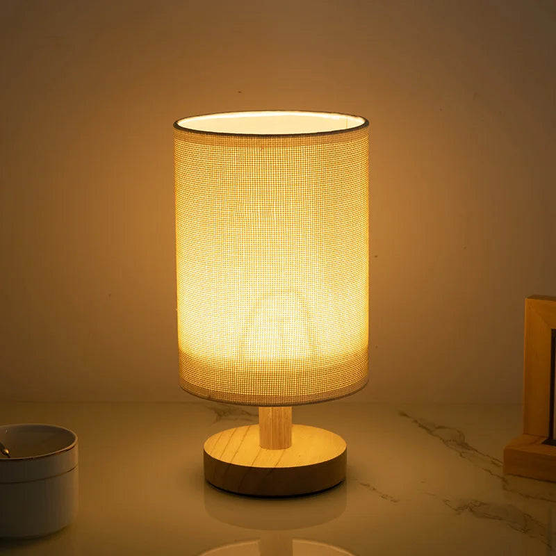 Led Bedside Lamp Night Light Desk Table Study Beside Room Bedroom Sleep Lighting Decoration Retro Pleated Sleeping