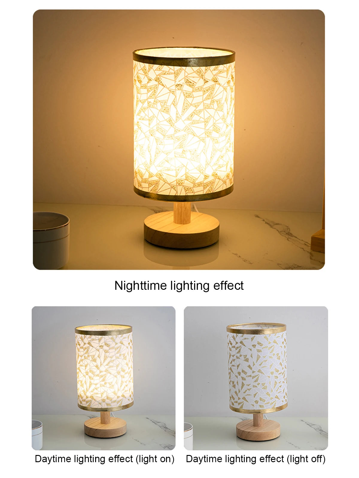 Led Bedside Lamp Night Light Desk Table Study Beside Room Bedroom Sleep Lighting Decoration Retro Pleated Sleeping