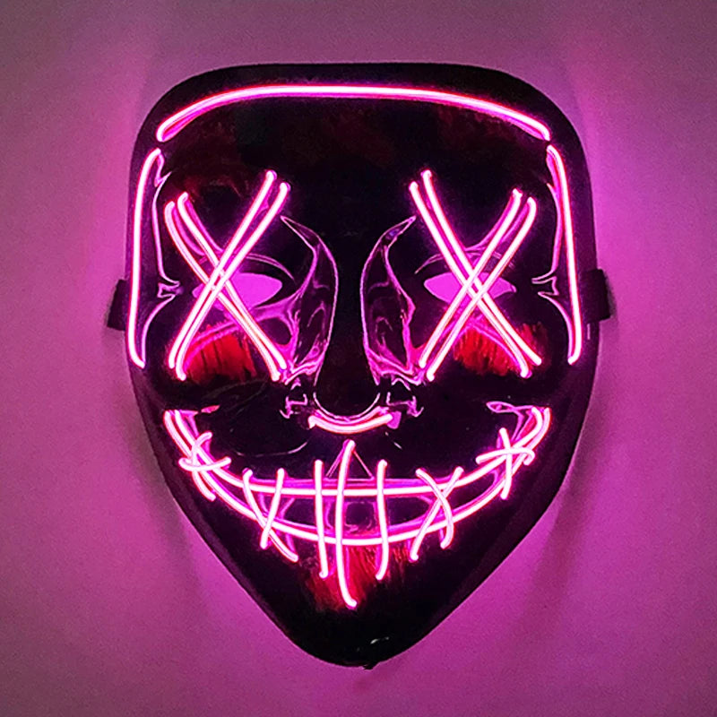 Luminous Led Purge Face Mask Glowing Masks Halloween Costume Props Neon Light Up Mask Costume Cosplay Decoration