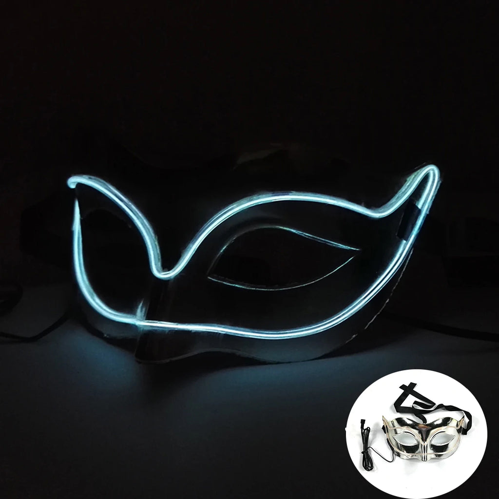 LED Light Fox Mask For Dance Neon Party Decoration Luminous Masquerade Kabuki Mask Bar KTV Ball Disguise Masks