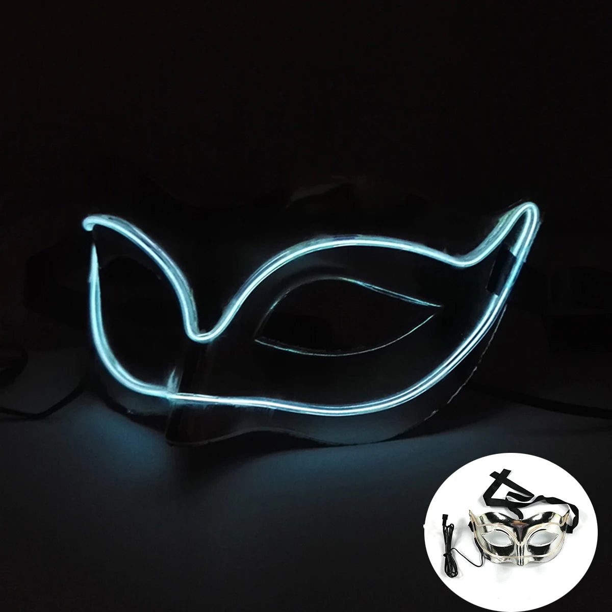 LED Light Fox Mask For Dance Neon Party Decoration Luminous Masquerade Kabuki Mask Bar KTV Ball Disguise Masks