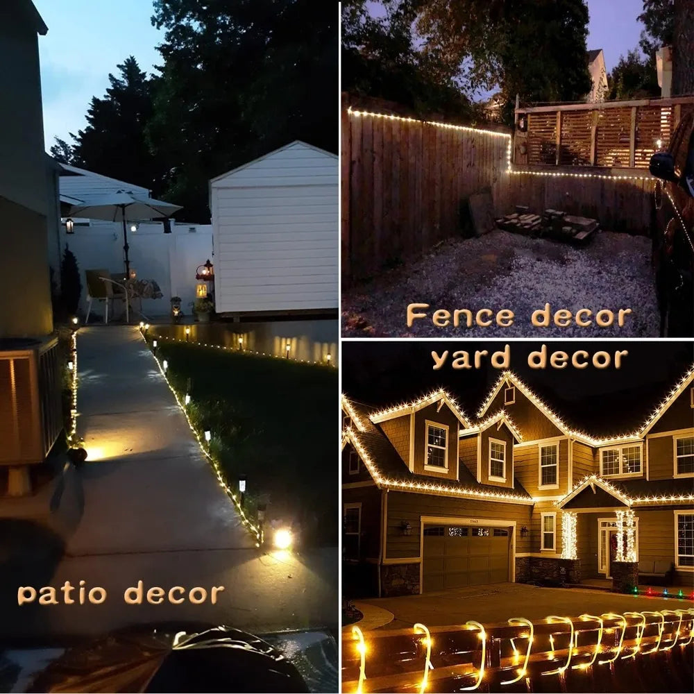 Solar Rope Lights - Outdoor LED Copper Fairy String Tube Lights for Parties, Gardens, Porches, and Home Decoration