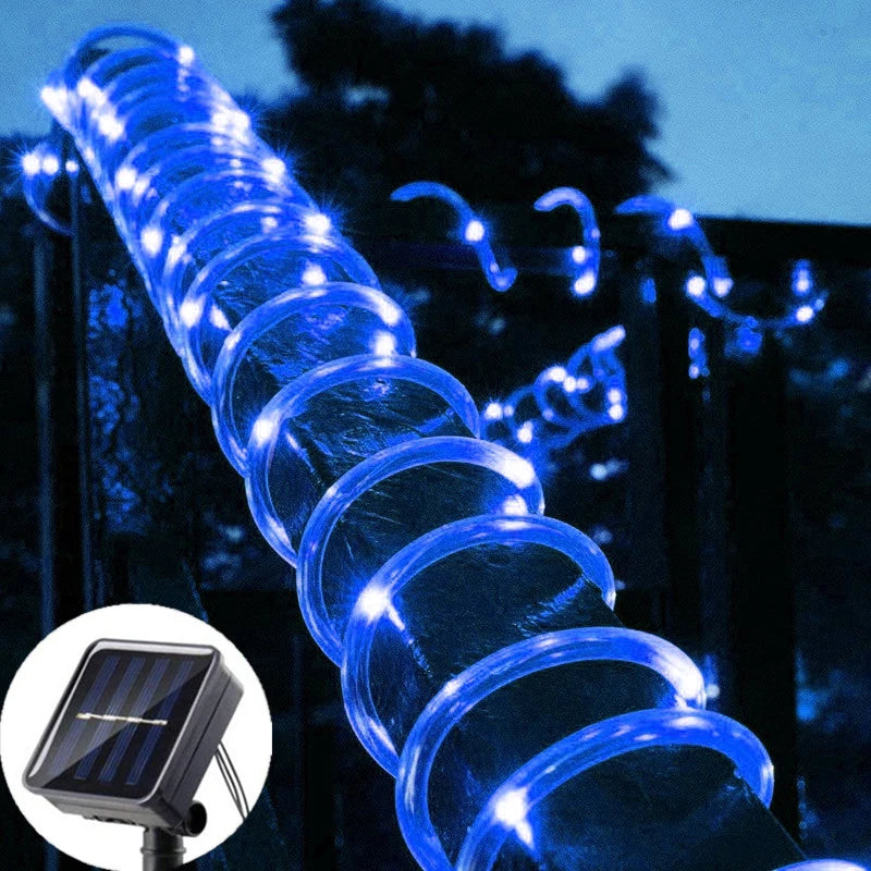 LED Solar Strip Rope Tube String Lights Outdoor Waterproof Lamp Wedding Fairy Garland String Lights for Garden Tree Yard Fence