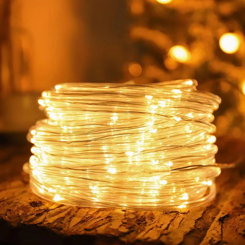 Solar LED Rope Lights Deck Outdoor Waterproof Garden String Lights Waterproof Light Belt Courtyard Christmas Atmosphere Decor ﻿