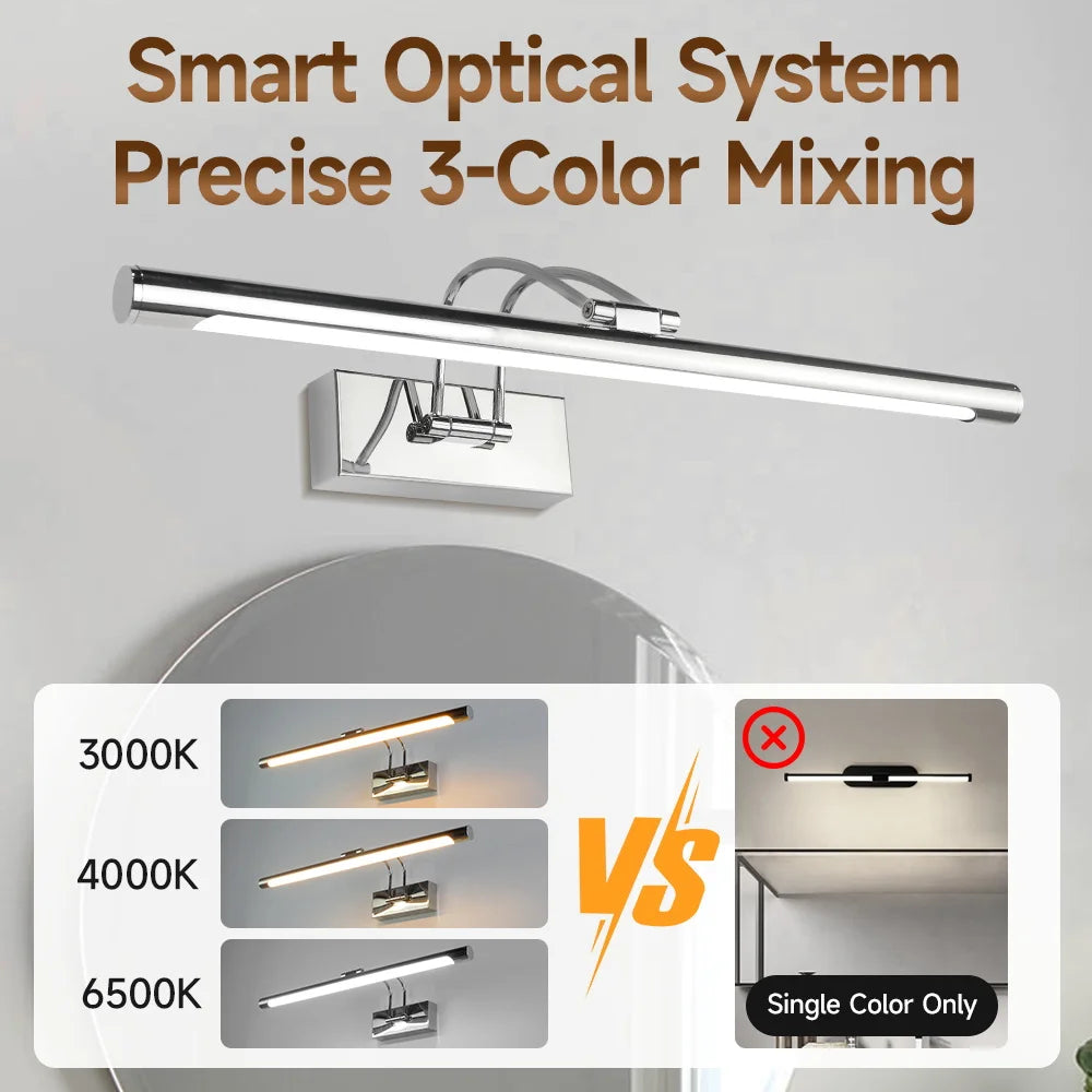 Mirror Wall Lamp Metal LED Mirror Lights Tri-color Dimmable Home Decoration Bathroom for Bedroom Kitchen Cosmetic mirror light