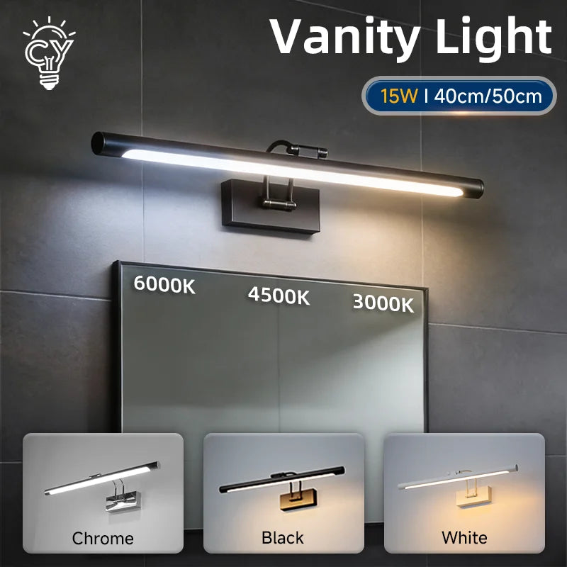 Mirror Led Wall Lamp Modern Bathroom Wall Light Decor Strip Light 40CM 50CM Toiliet Washroom Fixture Indoor Ip65 Waterproof 15W