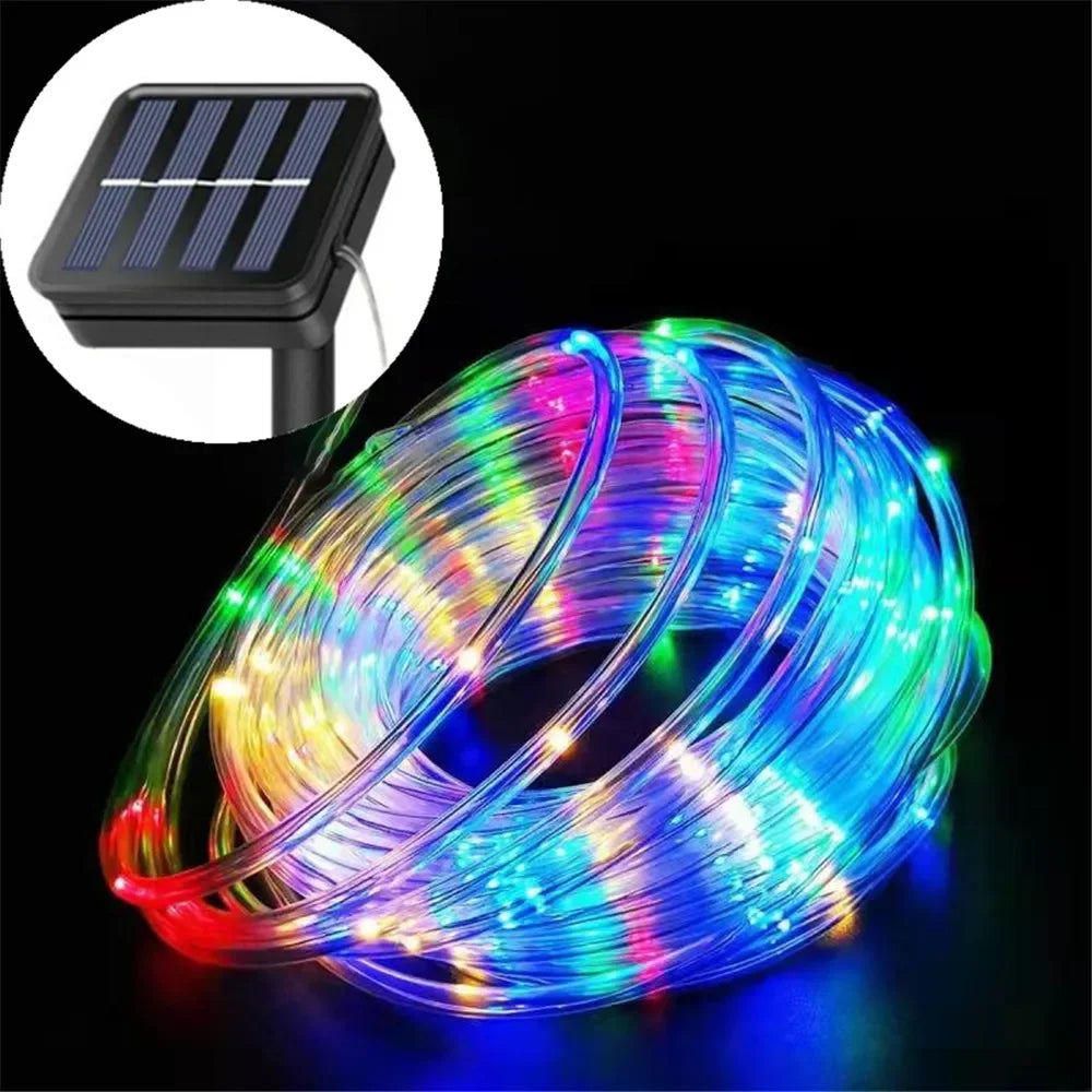 5/10/20M Solar Rope Lights Outdoor Blue LED PVC Tube Fairy String Light Garden Halloween and Christmas Wedding Decorations