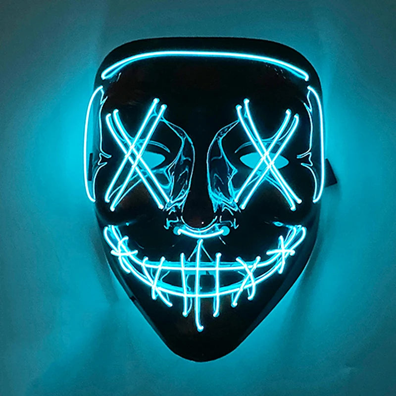 Luminous Led Purge Face Mask Glowing Masks Halloween Costume Props Neon Light Up Mask Costume Cosplay Decoration