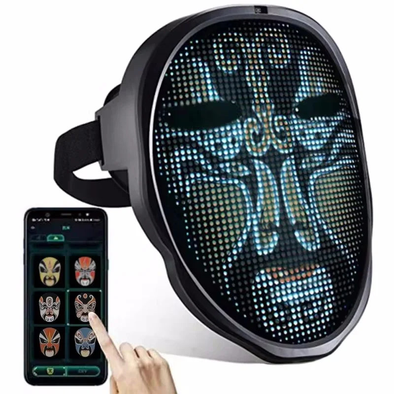 Face DIY Photoes for Party Display LED Light Mask Gesture Sensing Smart LED Face Masks Programmable Bluetooth APP Control Change