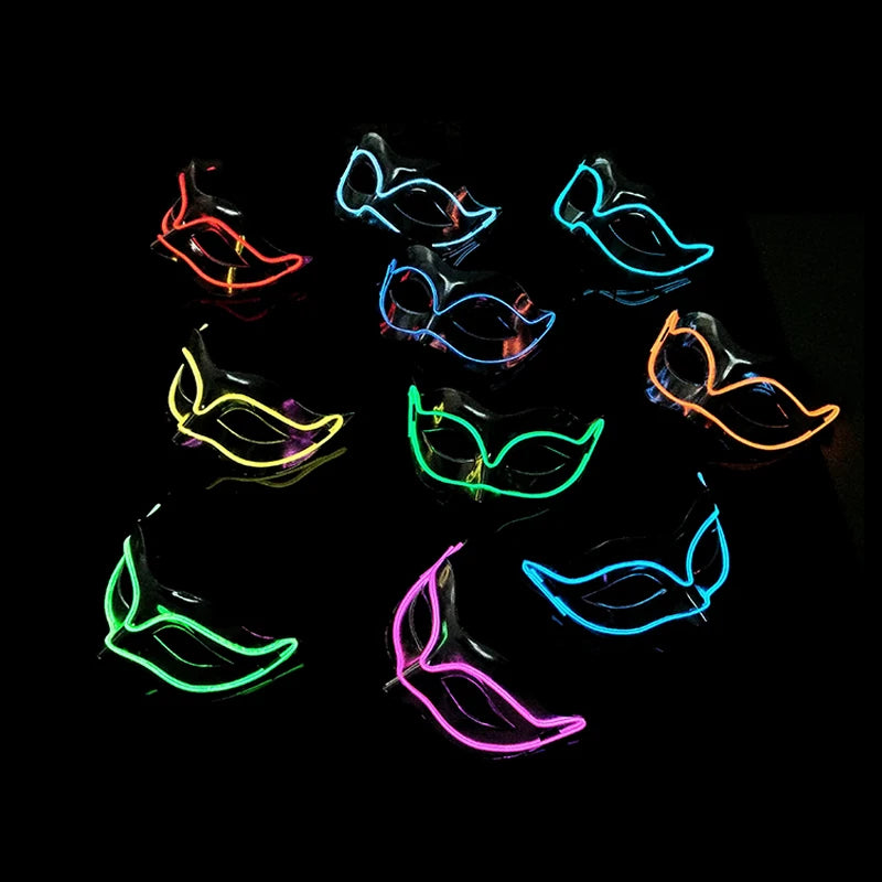 LED Light Fox Mask For Dance Neon Party Decoration Luminous Masquerade Kabuki Mask Bar KTV Ball Disguise Masks