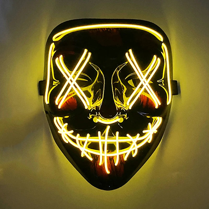 Luminous Led Purge Face Mask Glowing Masks Halloween Costume Props Neon Light Up Mask Costume Cosplay Decoration