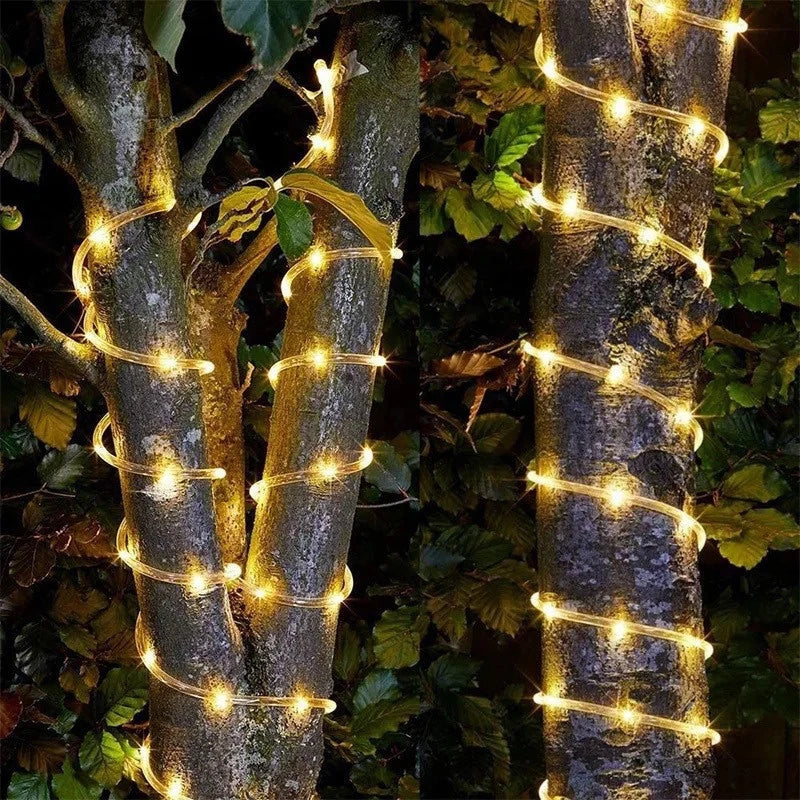 LED Solar Strip Rope Tube String Lights Outdoor Waterproof Lamp Wedding Fairy Garland String Lights for Garden Tree Yard Fence