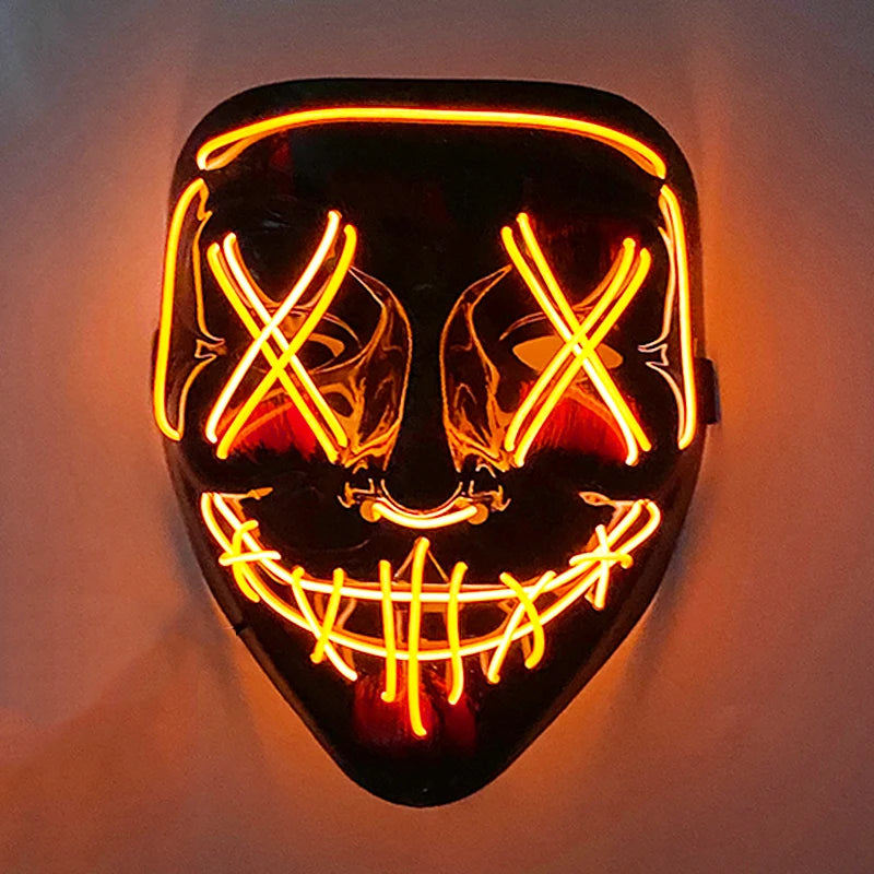 Luminous Led Purge Face Mask Glowing Masks Halloween Costume Props Neon Light Up Mask Costume Cosplay Decoration
