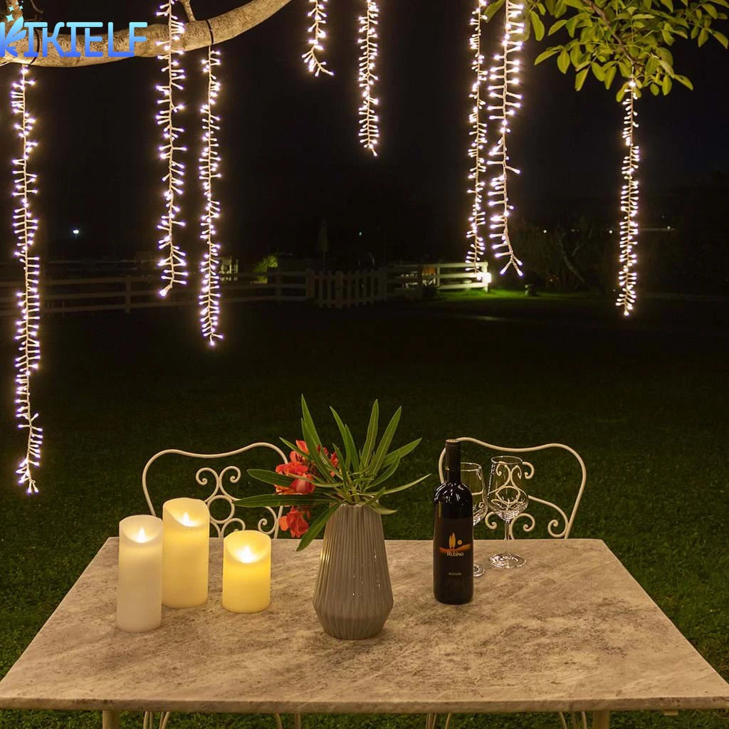 2.4M LED Rope String Lights Fairy Lamp Garland For Patio Camping Wedding Tree Garden Party Street Christmas Decoration