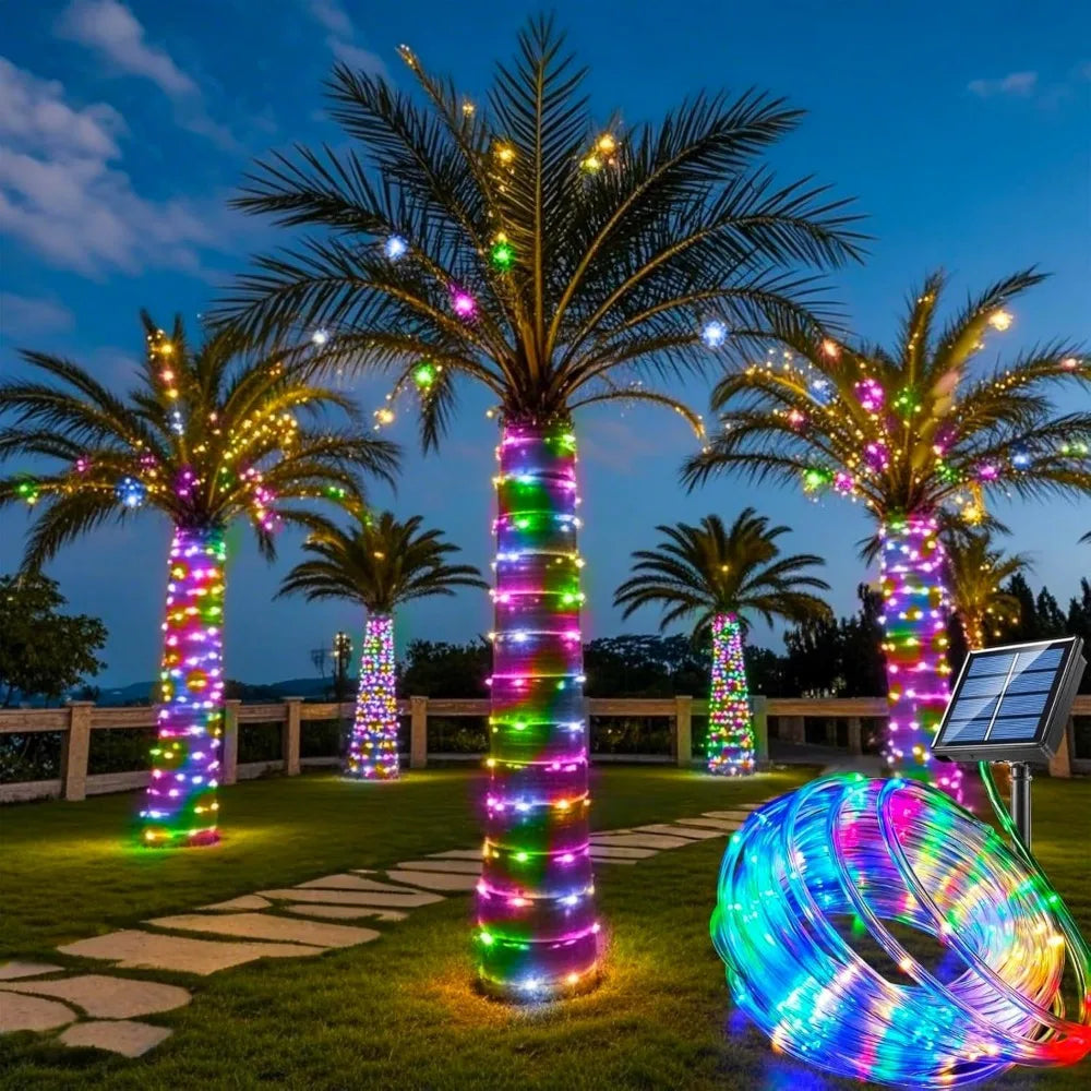 Solar Rope Lights - Outdoor LED Copper Fairy String Tube Lights for Parties, Gardens, Porches, and Home Decoration
