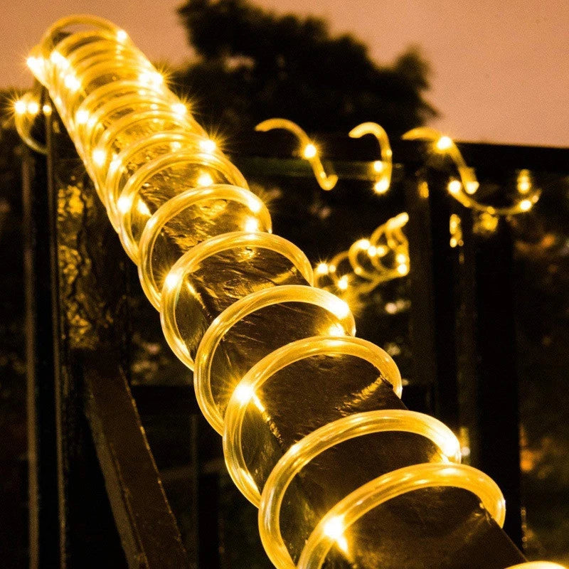 LED Solar Strip Rope Tube String Lights Outdoor Waterproof Lamp Wedding Fairy Garland String Lights for Garden Tree Yard Fence