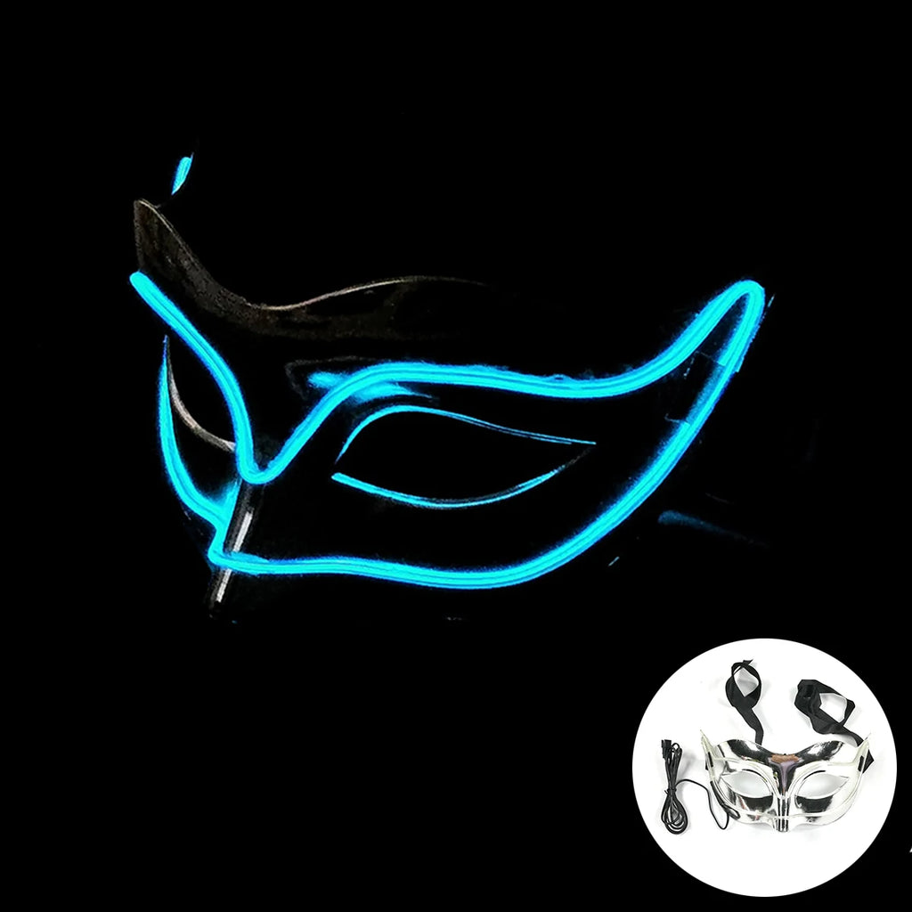 LED Light Fox Mask For Dance Neon Party Decoration Luminous Masquerade Kabuki Mask Bar KTV Ball Disguise Masks