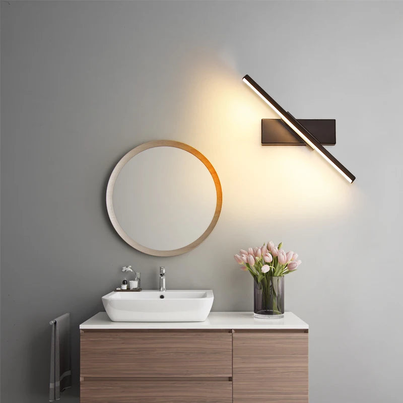 Modern 12W Led Mirror with Lights Crystal Rod Interior Lighting Fixture for Bedroom Bedside Aisle Corridor Nordic