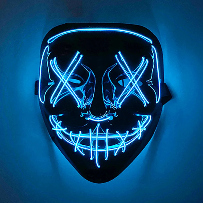 Luminous Led Purge Face Mask Glowing Masks Halloween Costume Props Neon Light Up Mask Costume Cosplay Decoration