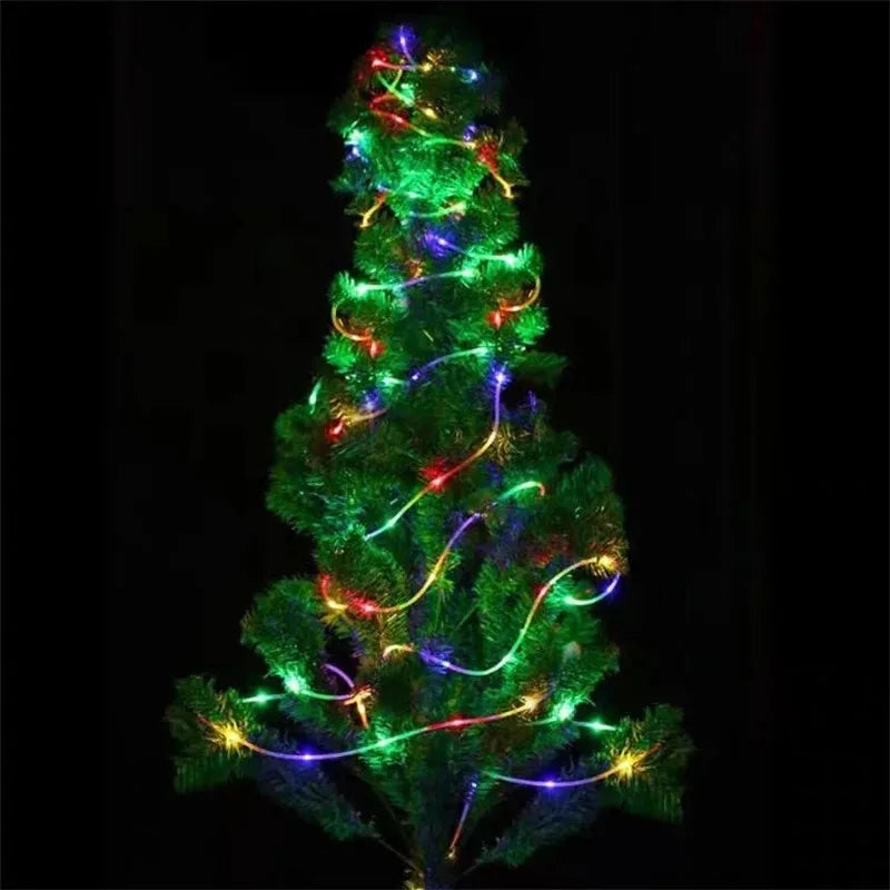 Solar LED Rope Lights Deck Outdoor Waterproof Garden String Lights Waterproof Light Belt Courtyard Christmas Atmosphere Decor ﻿