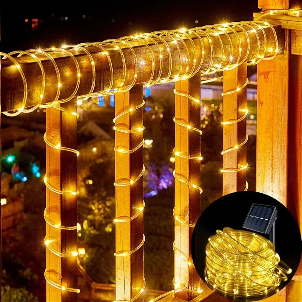 5/10/20M Solar Rope Lights Outdoor Blue LED PVC Tube Fairy String Light Garden Halloween and Christmas Wedding Decorations
