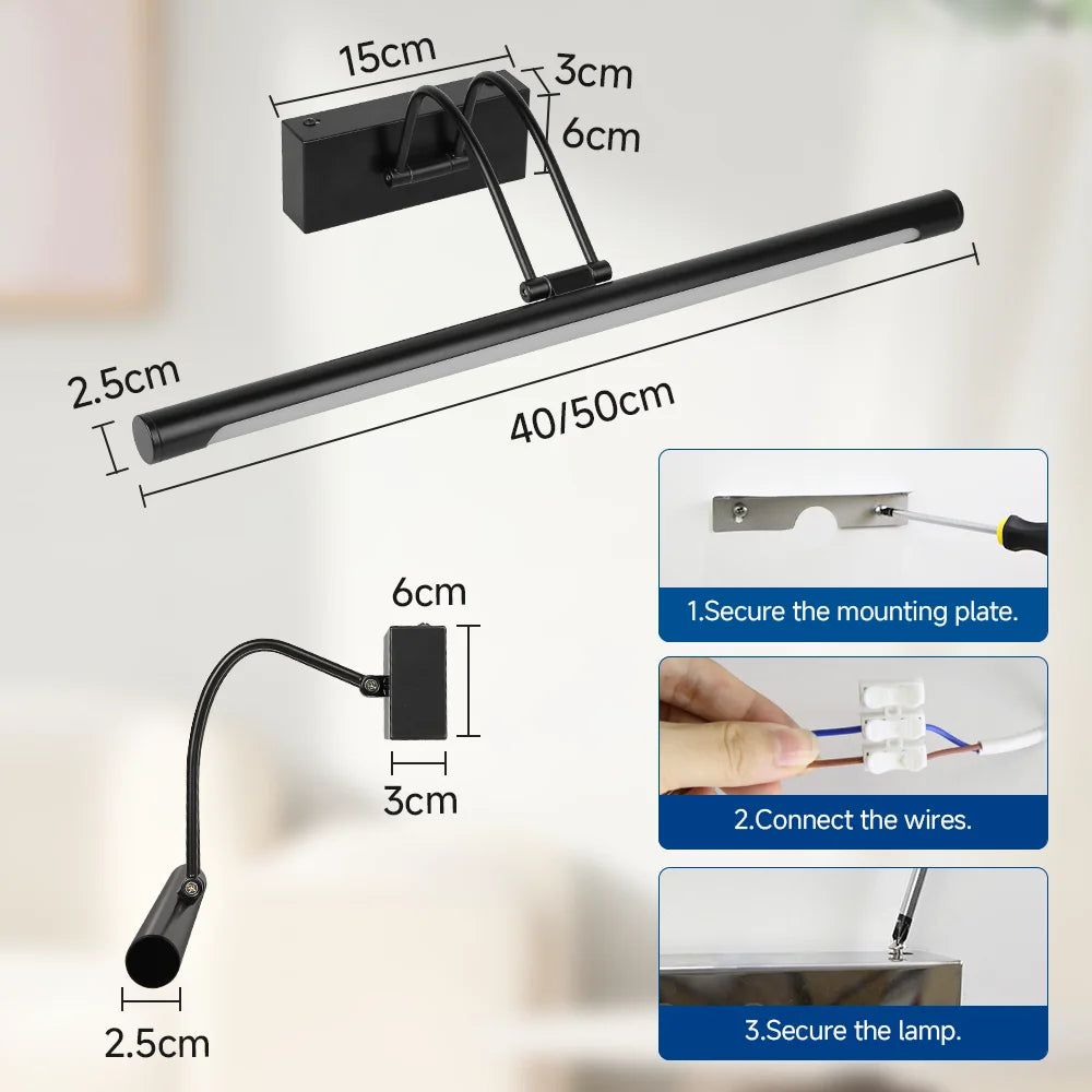 Mirror Led Wall Lamp Modern Bathroom Wall Light Decor Strip Light 40CM 50CM Toiliet Washroom Fixture Indoor Ip65 Waterproof 15W