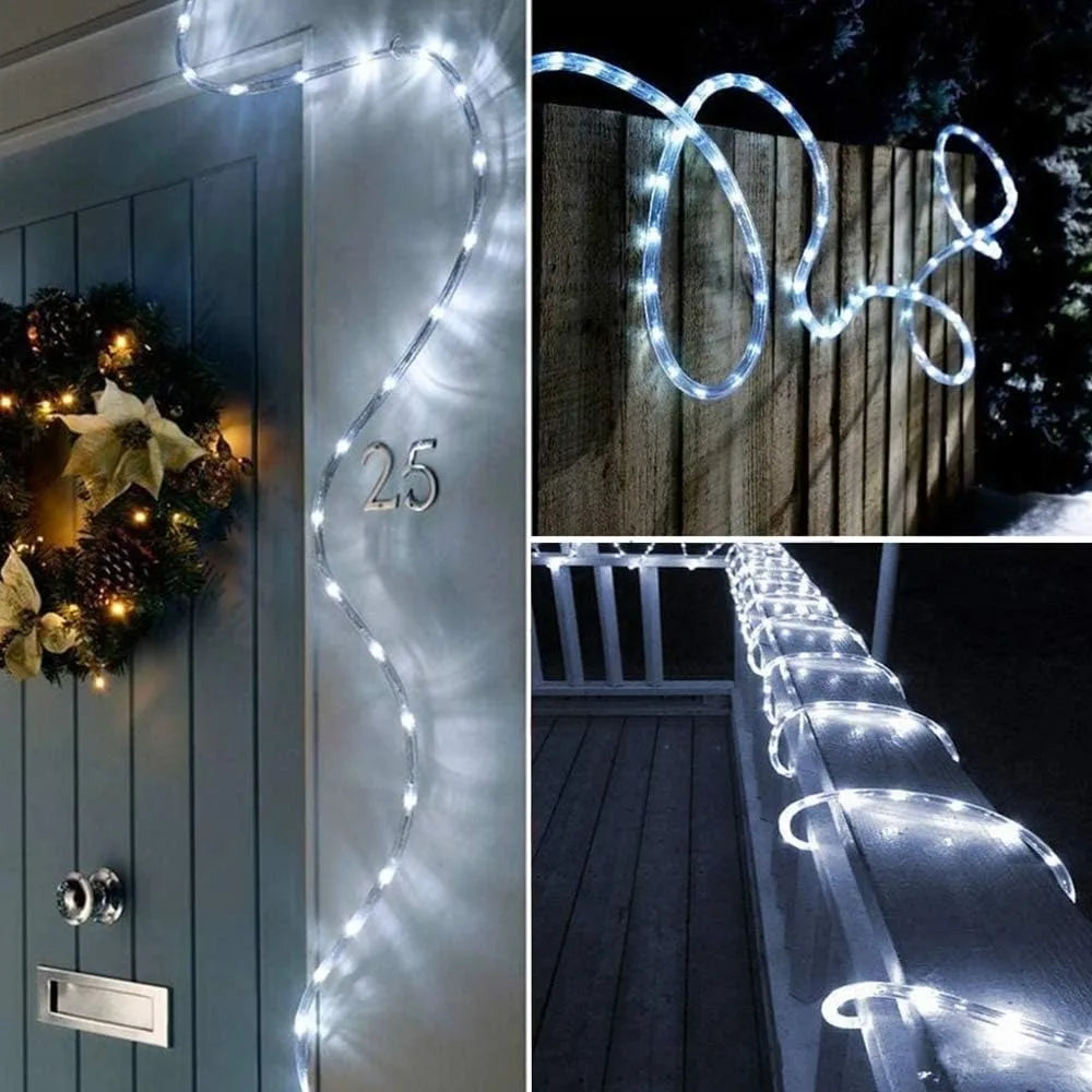 Solar Rope Lights - Outdoor LED Copper Fairy String Tube Lights for Parties, Gardens, Porches, and Home Decoration