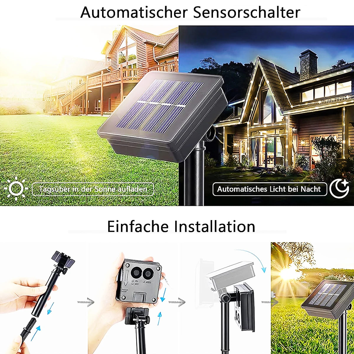 Solar 200 LED Rope Light Waterproof Outdoor Solar Powered Fairy Lights 8 Mode Christmas for Garden Yard Holiday Tree Decor Light