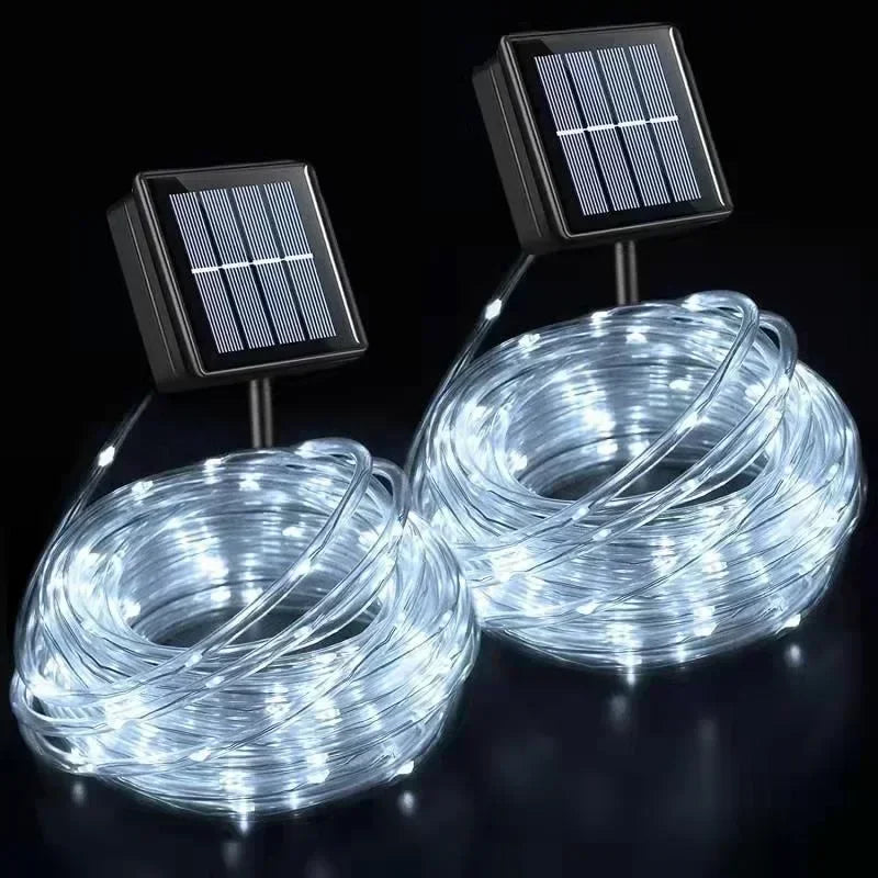 Solar LED Rope Light String Outdoor Waterproof Fairy Decoration for Garden Terrace Wedding Party Christmas Tree Lighting