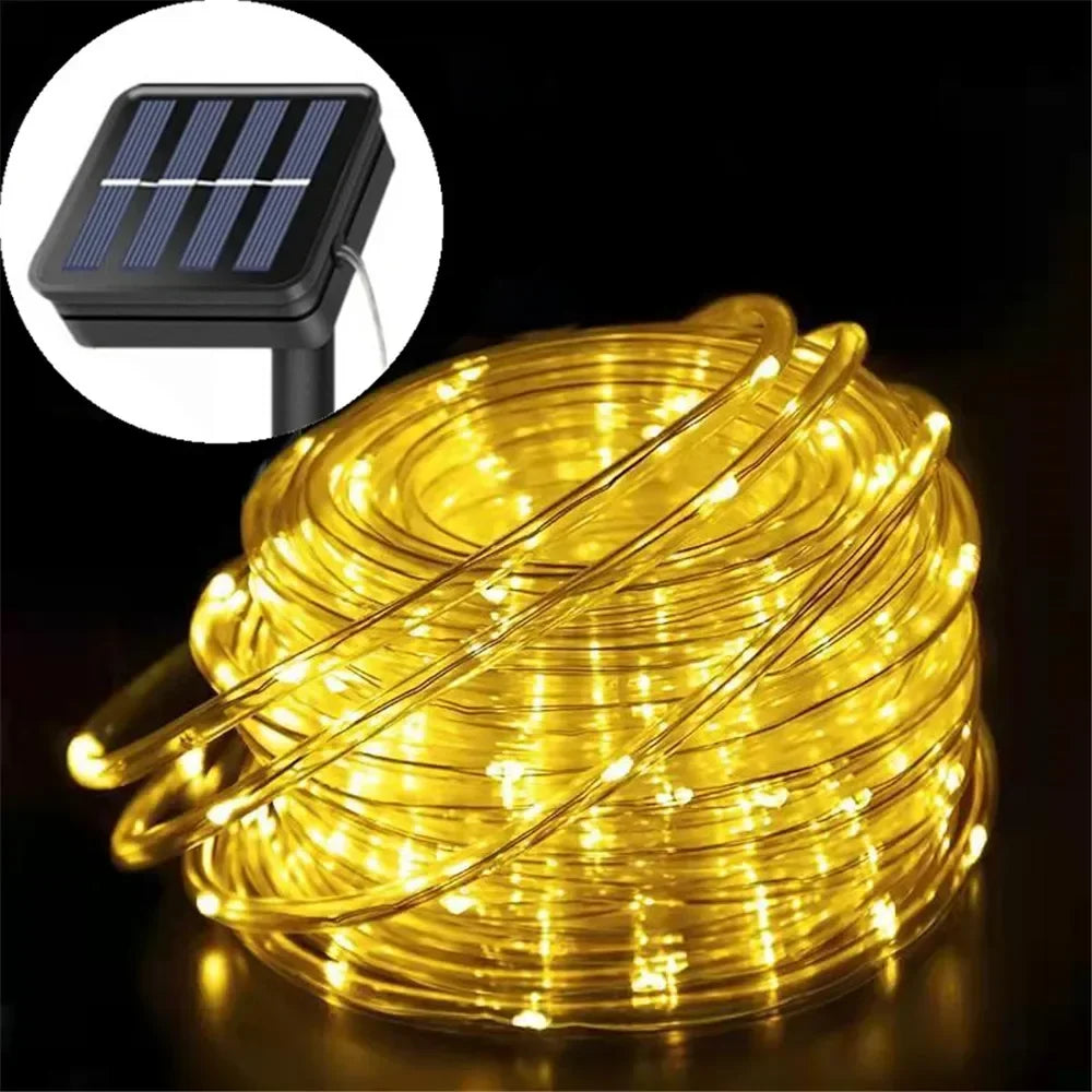 5/10/20M Solar Rope Lights Outdoor Blue LED PVC Tube Fairy String Light Garden Halloween and Christmas Wedding Decorations
