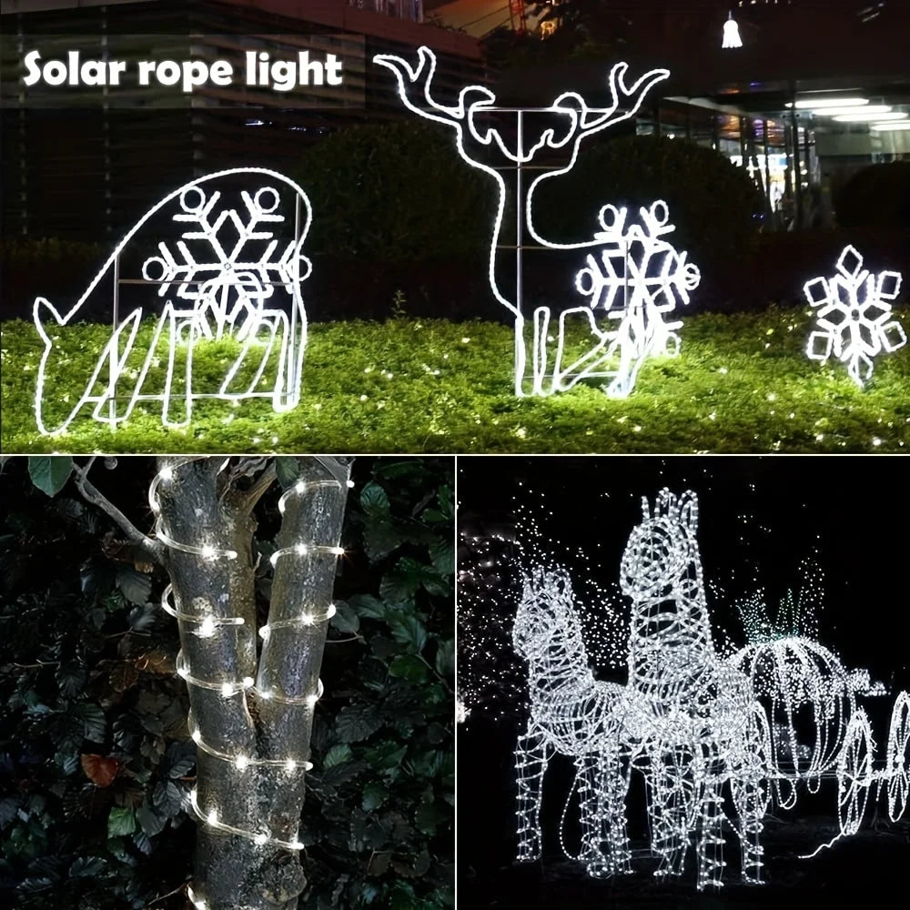 Solar Rope Lights IP65 Waterproof Outdoor Lamp LED Copper Fairy String Tube Lights for Party Garden Yard Home Wedding Christmas