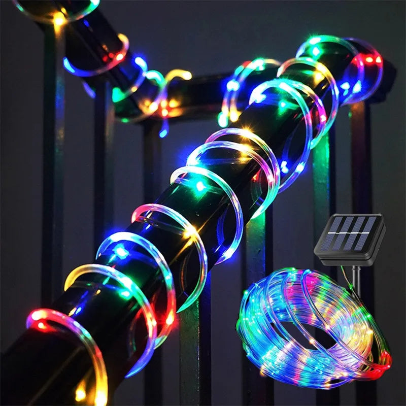 Solar Rope Lights Outdoor LED String Lights 8 Modes Garden Hose Lights Decorative Wedding Christmas Halloween Patio Porch Pool