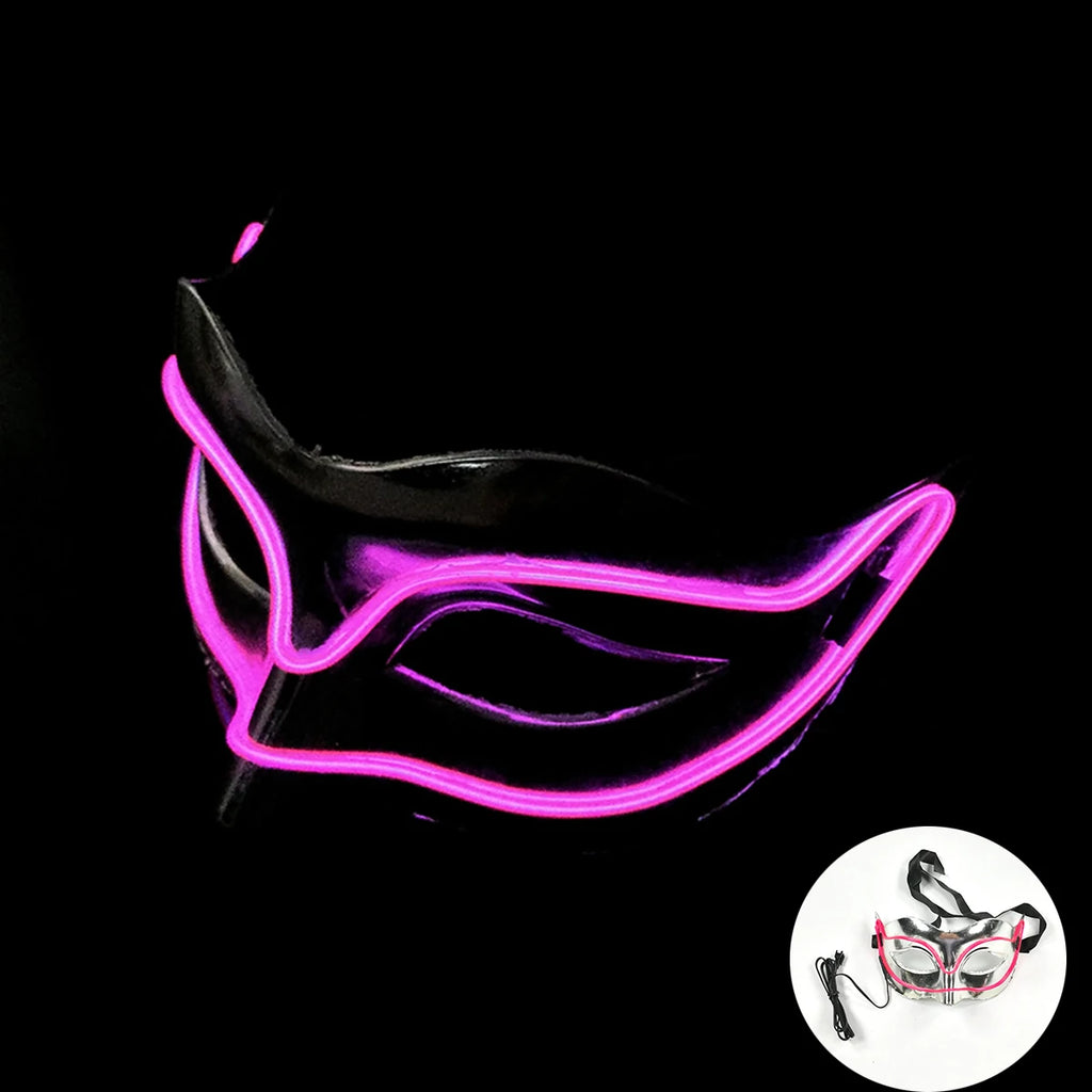 LED Light Fox Mask For Dance Neon Party Decoration Luminous Masquerade Kabuki Mask Bar KTV Ball Disguise Masks