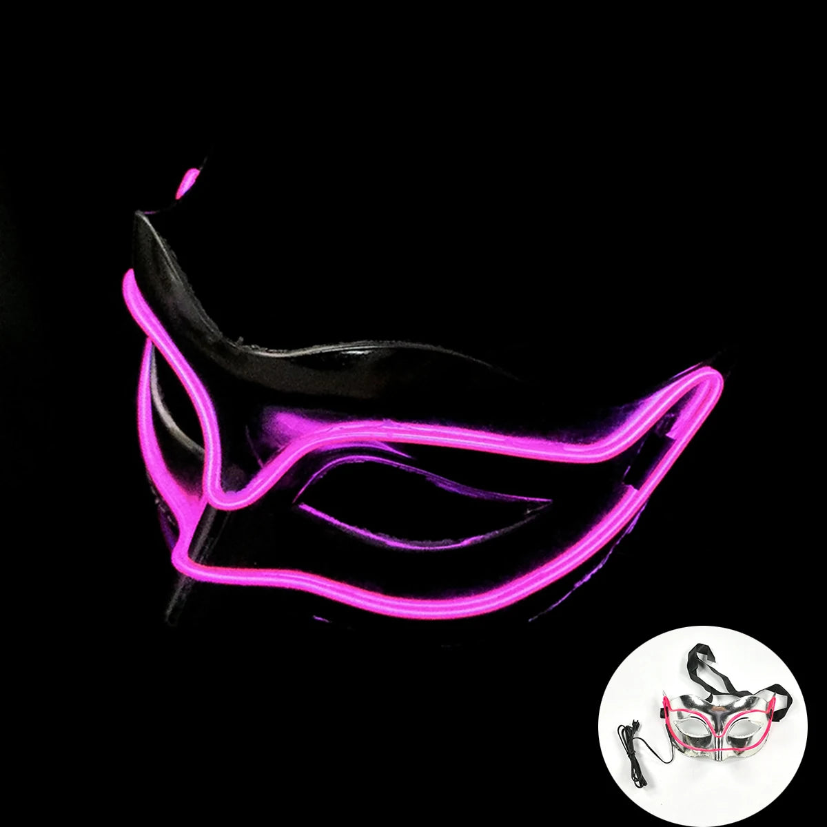 LED Light Fox Mask For Dance Neon Party Decoration Luminous Masquerade Kabuki Mask Bar KTV Ball Disguise Masks
