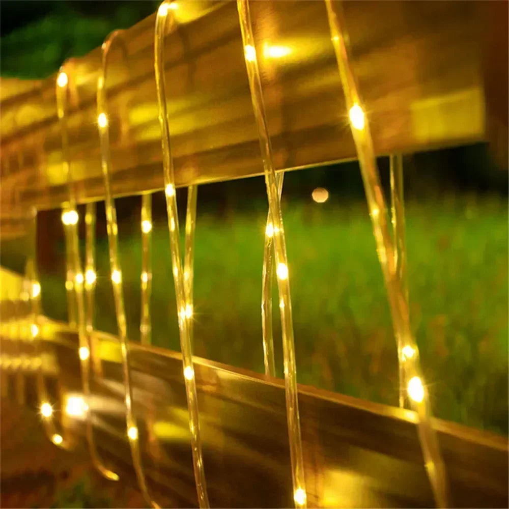 5/10/20M Solar Rope Lights Outdoor Blue LED PVC Tube Fairy String Light Garden Halloween and Christmas Wedding Decorations
