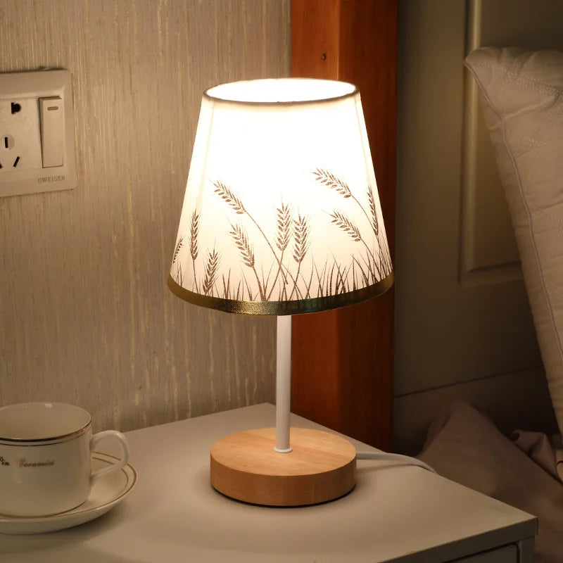 Led Bedside Lamp Night Light Desk Table Study Beside Room Bedroom Sleep Lighting Decoration Retro Pleated Sleeping