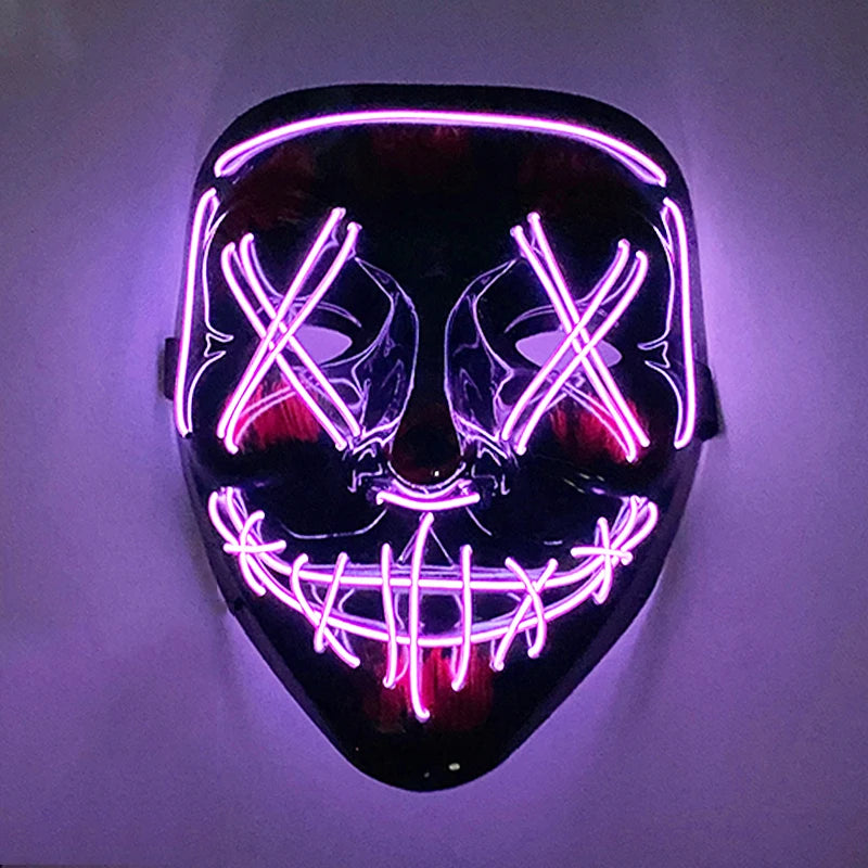 Luminous Led Purge Face Mask Glowing Masks Halloween Costume Props Neon Light Up Mask Costume Cosplay Decoration