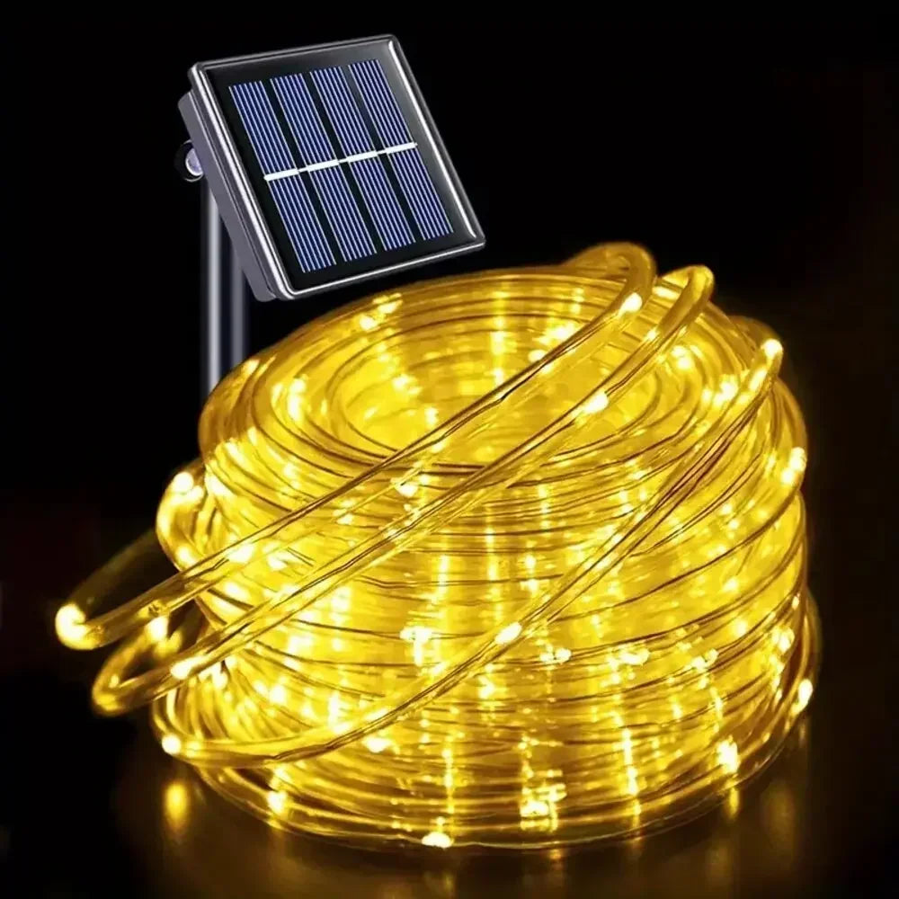 Solar LED Rope Light String Outdoor Waterproof Fairy Decoration for Garden Terrace Wedding Party Christmas Tree Lighting