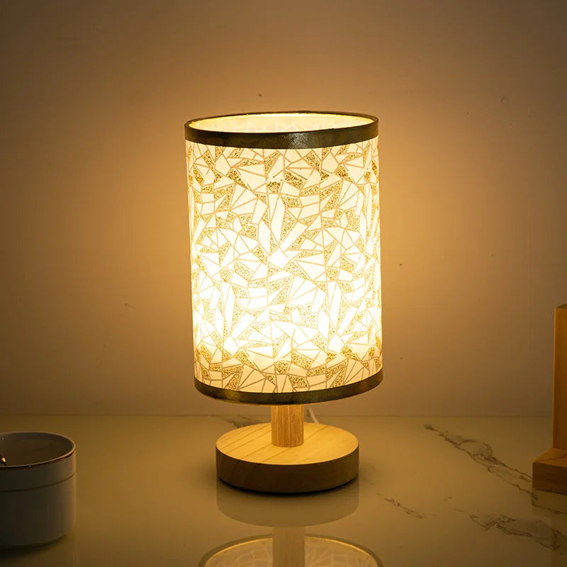 Led Bedside Lamp Night Light Desk Table Study Beside Room Bedroom Sleep Lighting Decoration Retro Pleated Sleeping