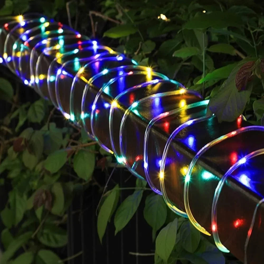 Solar Rope Lights - Outdoor LED Copper Fairy String Tube Lights for Parties, Gardens, Porches, and Home Decoration