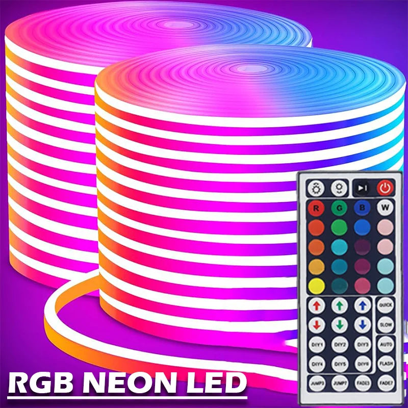 USB Neon Srtip Light RGB Color Changing LED Rope Lights, Flexible Neon LED Rope Lights Cuttable DIY Design Neon Lights